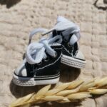 Mini buty, Trampki do lalek z makramy 3,5 cm czarne B11