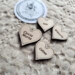 Serduszka imienne do makramy z obwódką 2,5cm P45 10 znaków