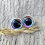 Oczy do sowy z makramy tęczowe O36