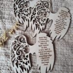 Makrama anioł skrzydełka drewniane 12 cm x 12 cm m52