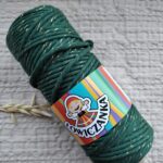 Sznurek skręcany do makramy zielony 3mm ze złotą nitką Łowiczanka