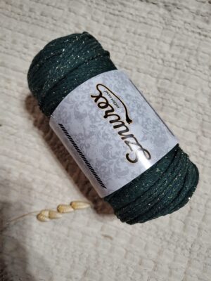 Sznurek do makramy 3mm butelkowa zieleń ze złotą nitką