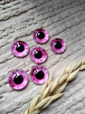 Oczy do maskotek kaboszony 25mm różowy O12