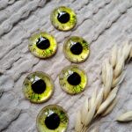 Oczy do maskotek kaboszony 25mm  żółty O11