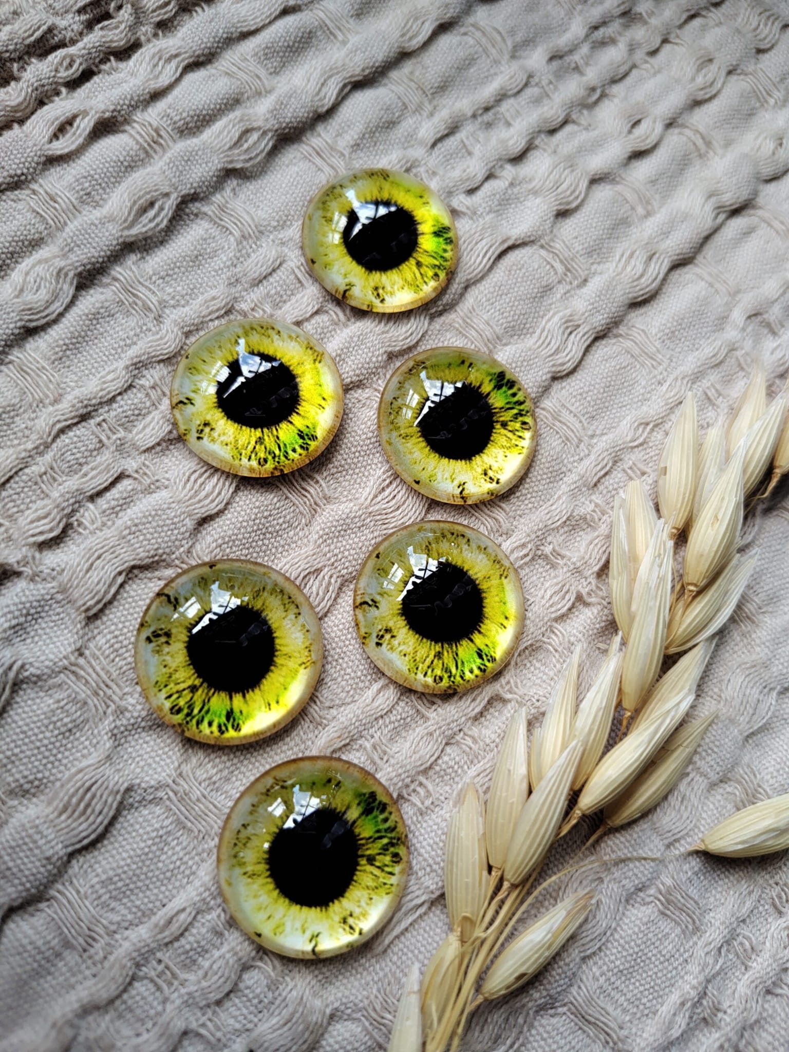 Oczy do maskotek kaboszony 25mm  żółty O11