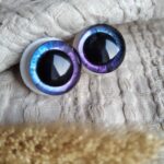 Oczy do sowy z makramy tęczowe fioletowe 25mm O3