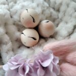 Drewniane główki do makramy Buźka morela  B4