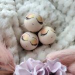 Koralik drewniany buźka do makramy cieniowana złota  B3