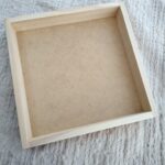 Makrama ramka na zdjęcia 20cmx20cm głęboka drewniana 2