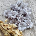 Kwiaty premium jasny szary z materiału K6