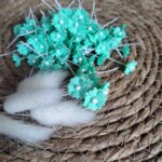 Mini kwiatki na główki aniołków i bukieciki 5szt jasny seledynowy K15