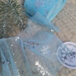 Tiul błękitny w gwiazdki do makramy na metry T21