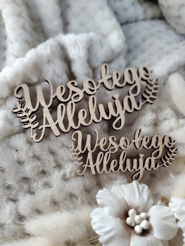 Drewniany napis do makramy na wielkanoc W2