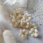 Kwiaty mini z tkaniny 5szt ecru 1,5cm K102