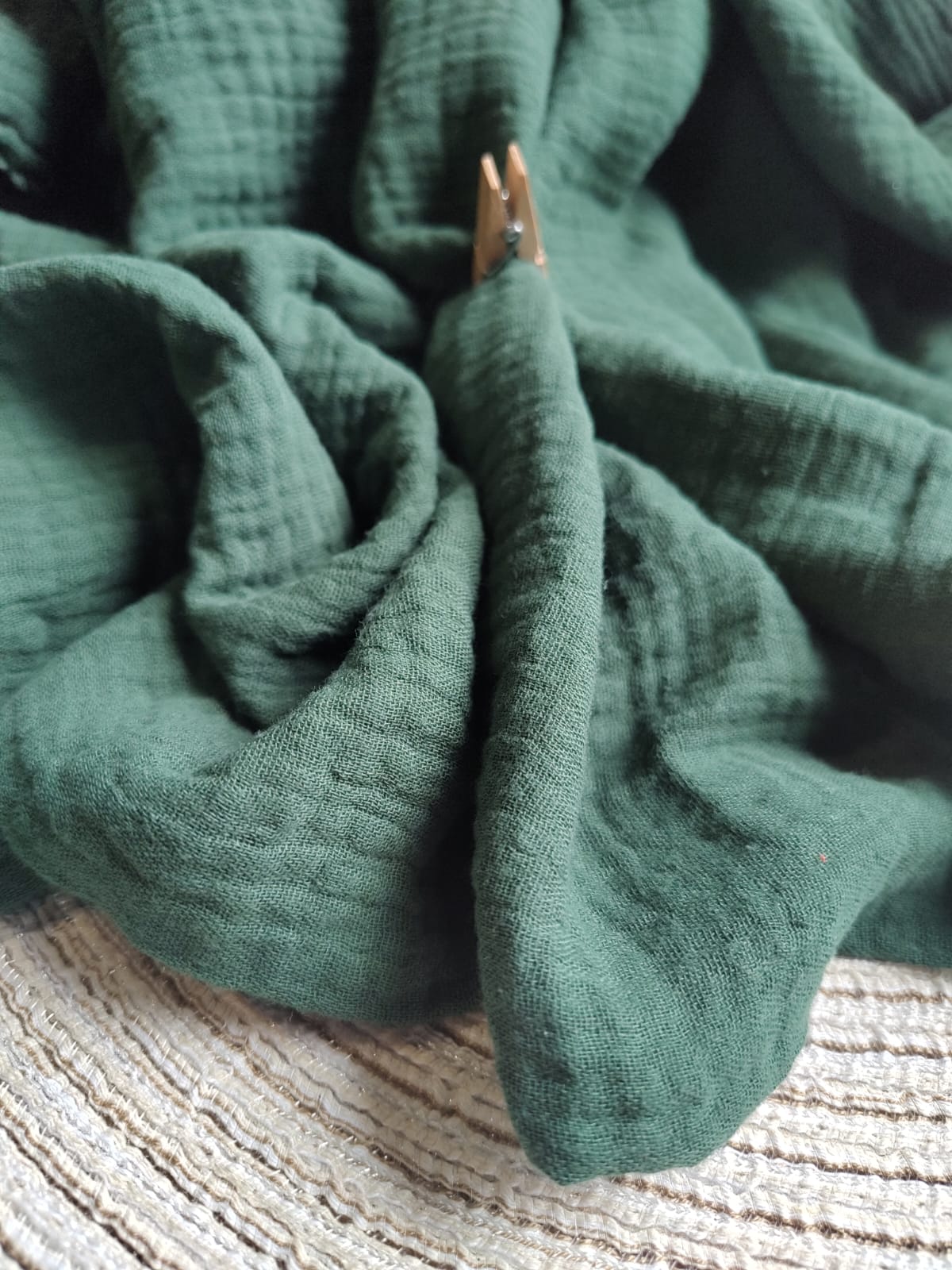 Tkanina muślin na metry butelkowa zieleń 0,5m T88