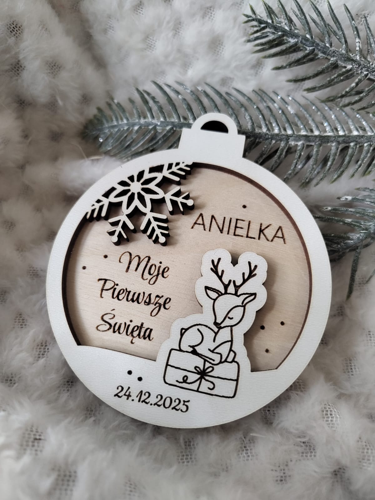 Bombka na choinkę 3D 9cm 20 znaków N731