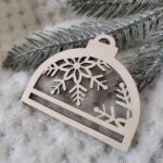 Półbombka na choinkę ze sklejki 7cm x 6cm  N736