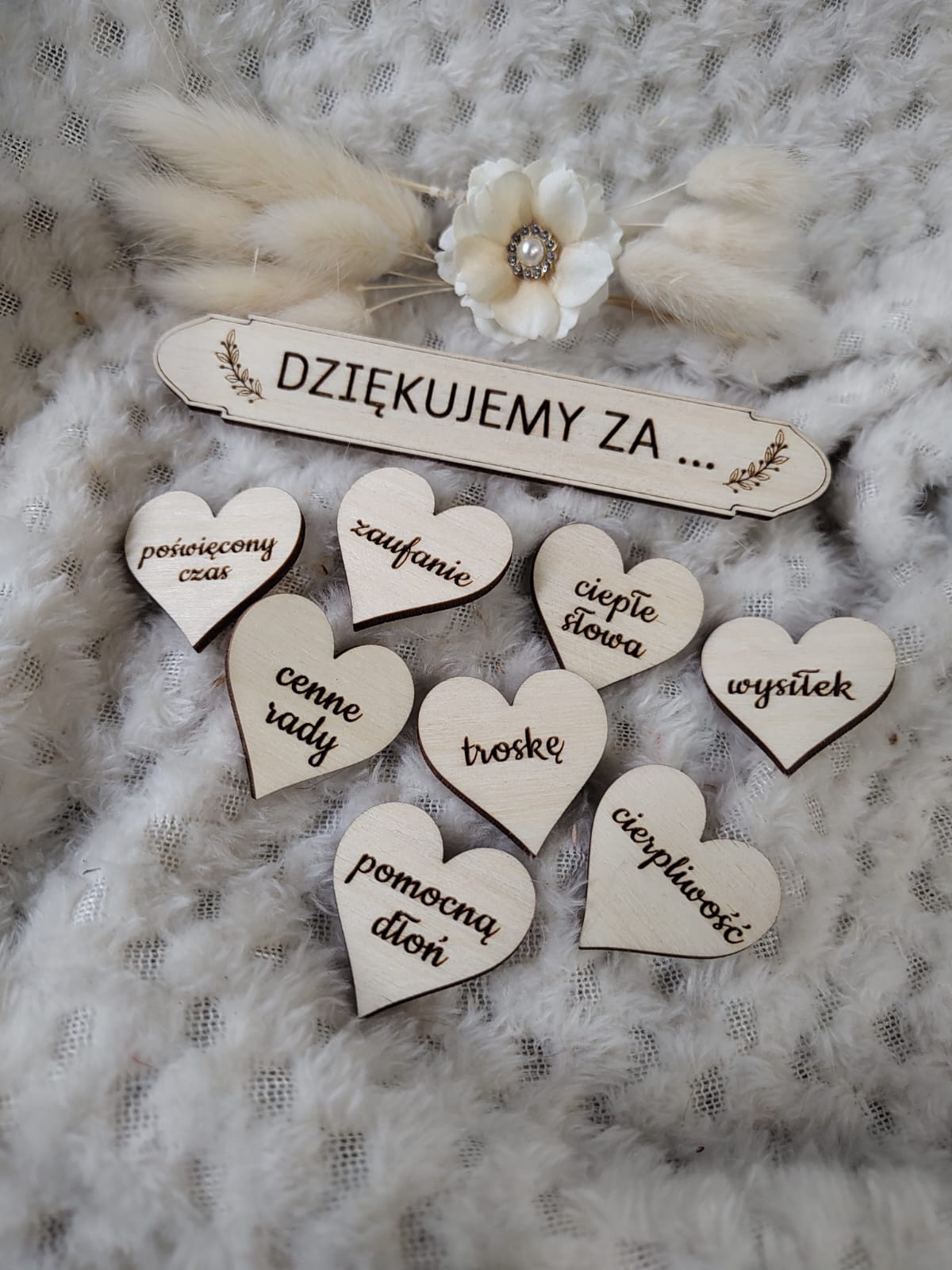 Podziękowanie serduszka do makramy 9 elementów KL7