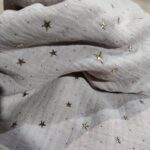 Tkanina na metry len z gwiazdkami 0,5m T86