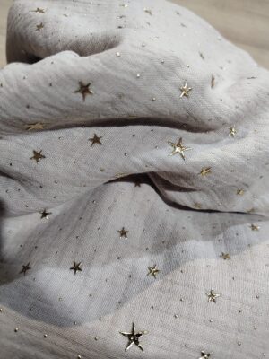 Tkanina na metry len z gwiazdkami 0,5m T86