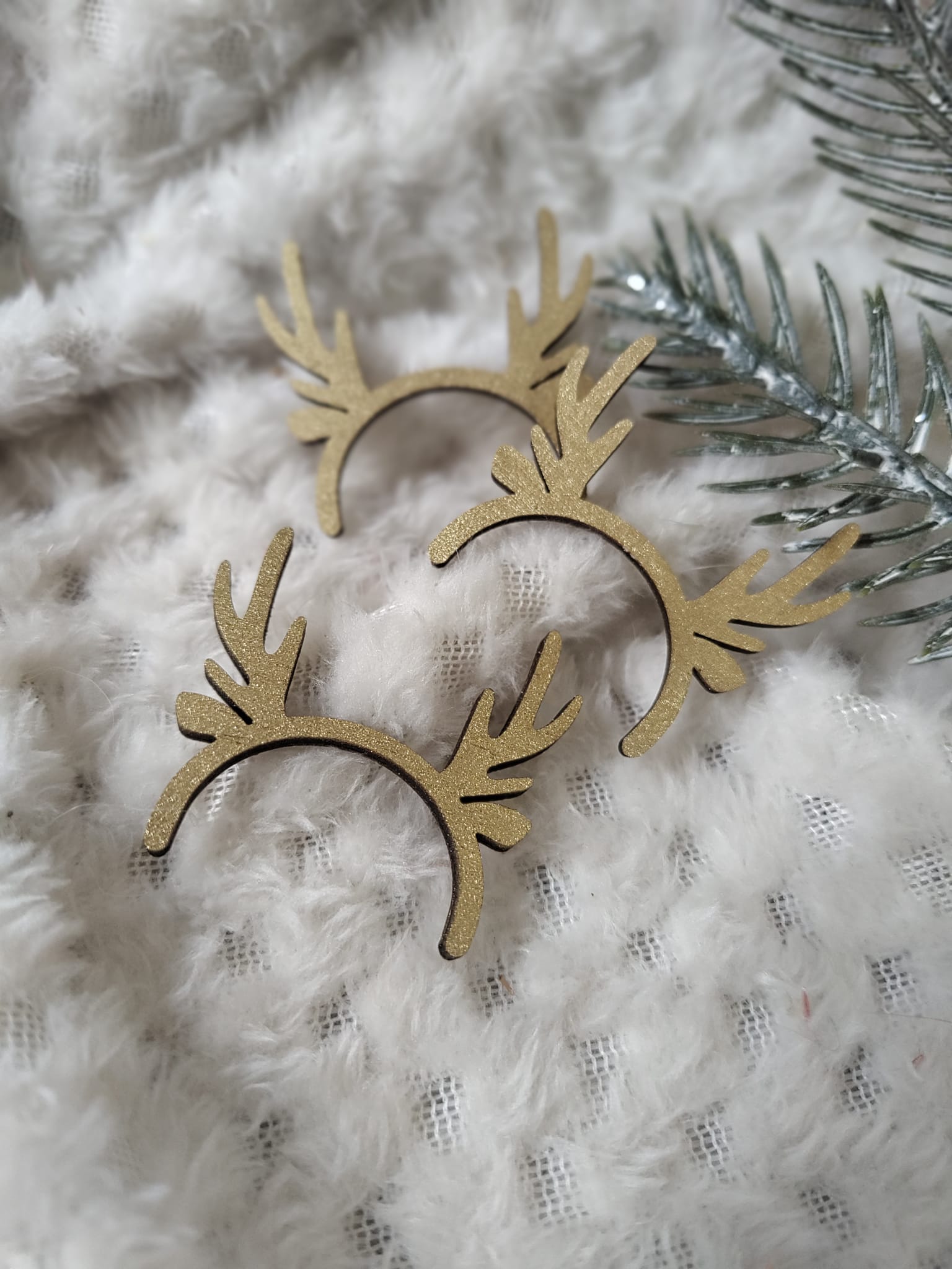 Rogi jelonka złote do aniołka z makramy średnie N743