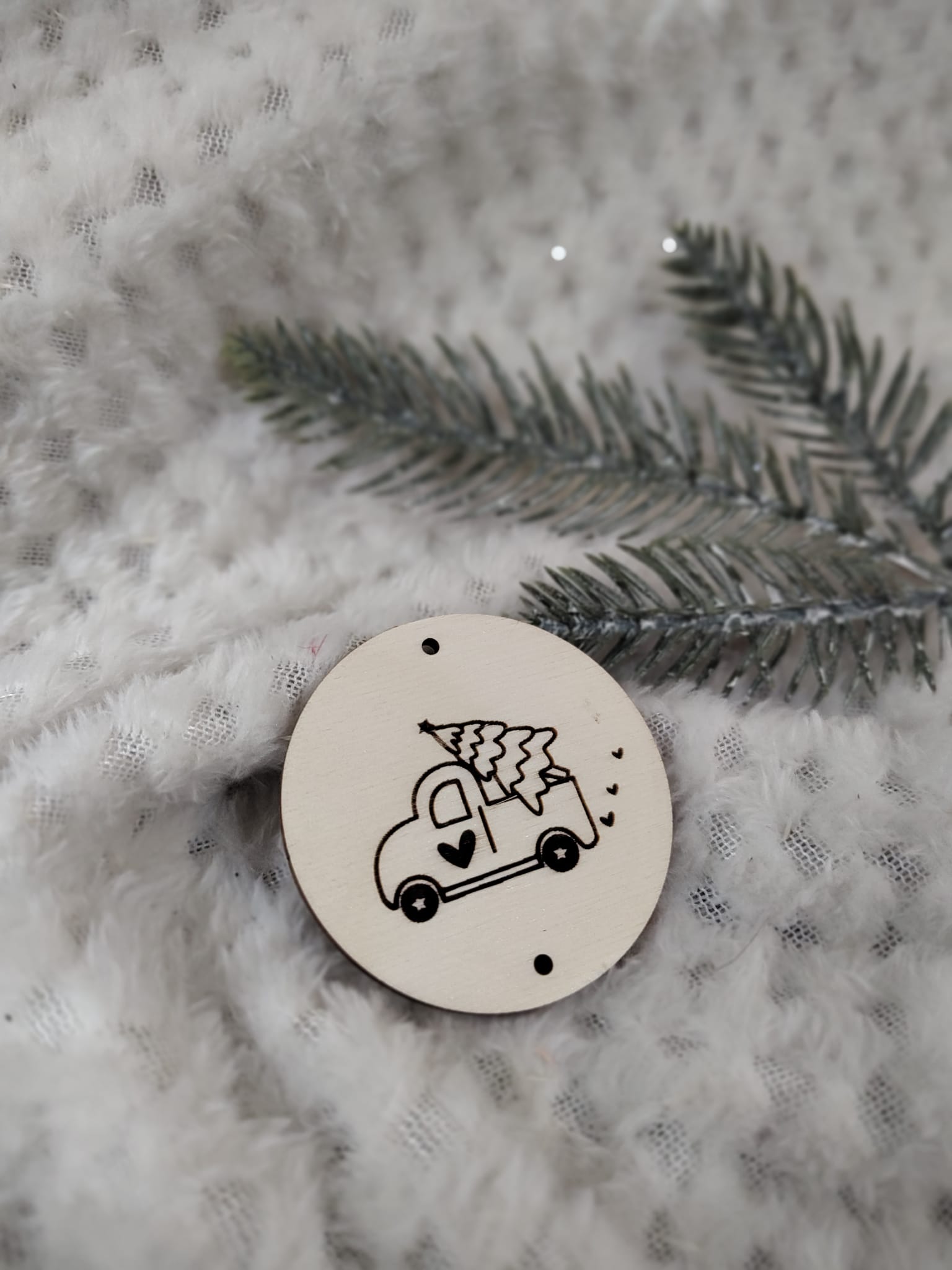 Drewniana zawieszka do makramy na Święta 5,5cm KCH5