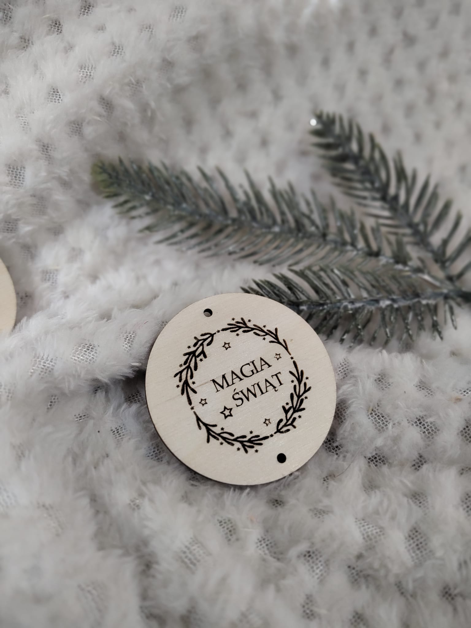 Drewniana zawieszka do makramy na Święta 5,5cm KCH7