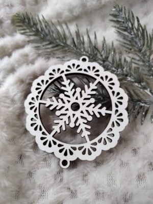 Zawieszka ażur do makramy z HDF na Święta 6,5cm KA4