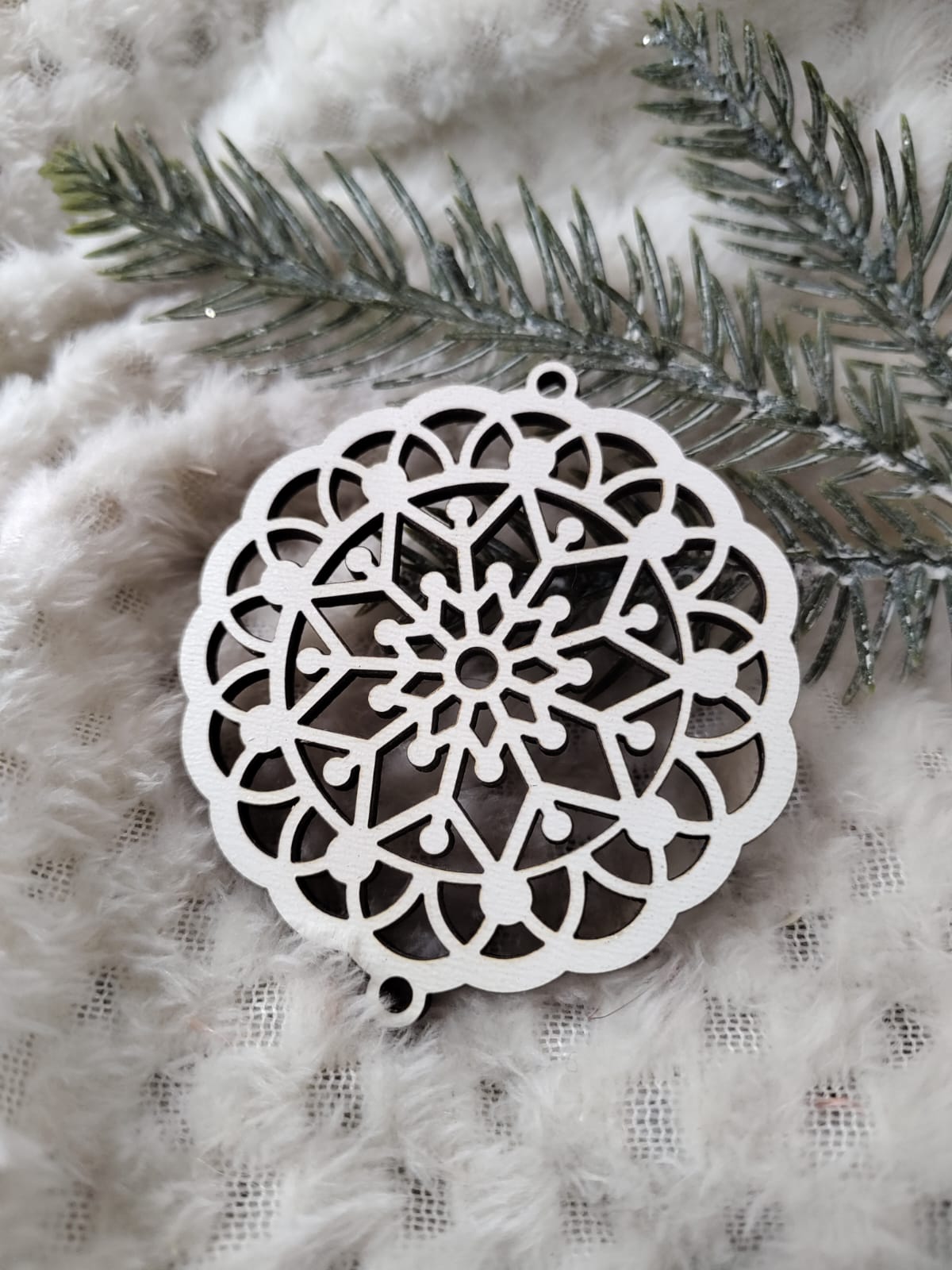 Zawieszka ażur do makramy z HDF na Święta 6,5cm KA5