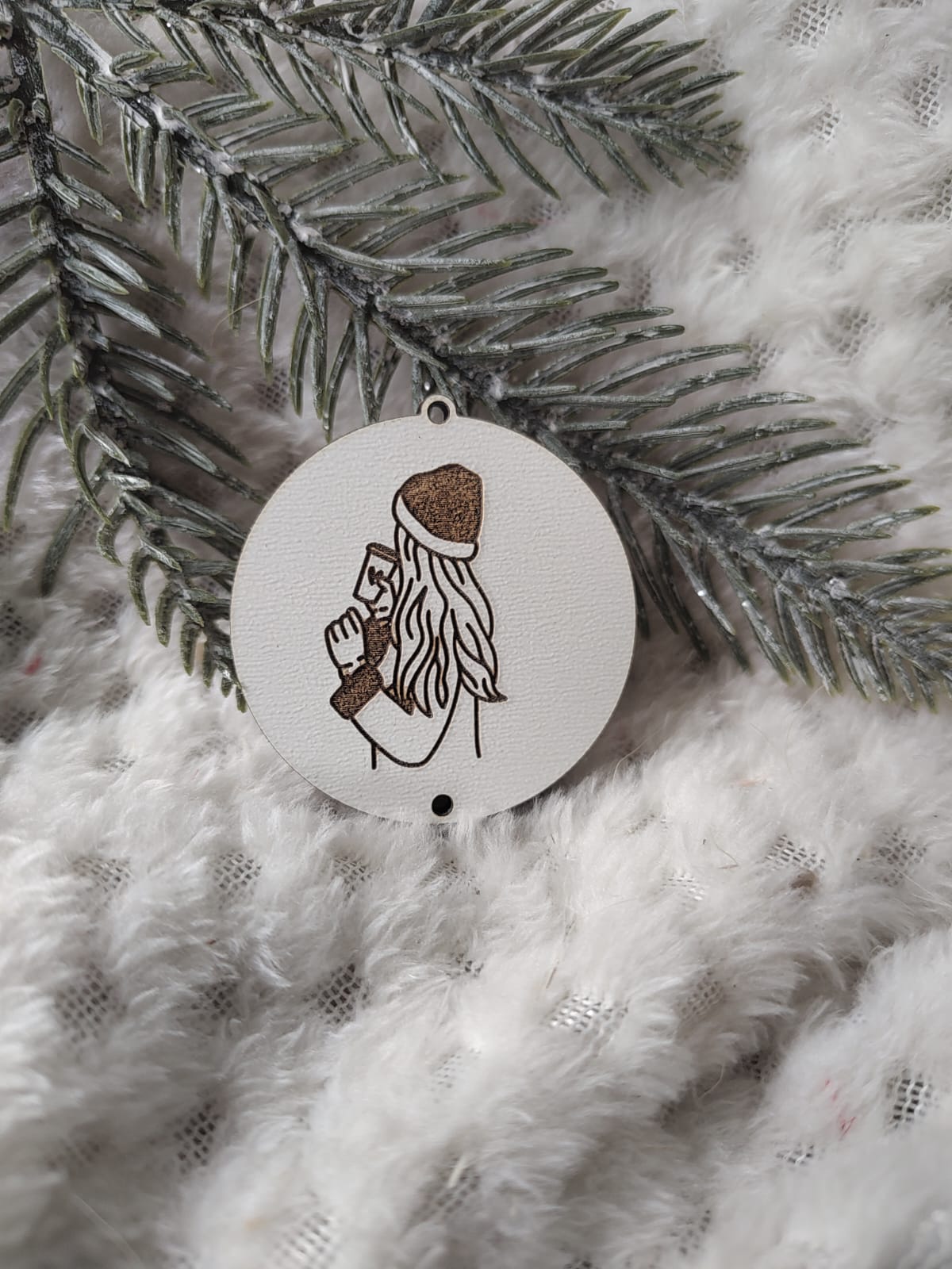 Zawieszka baza do makramy z HDF na Święta 5cm KBN19