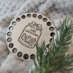 Podkładka pod kubek drewniana na Święta 10cm  N795