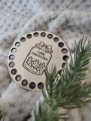 Podkładka pod kubek drewniana na Święta 10cm  N795