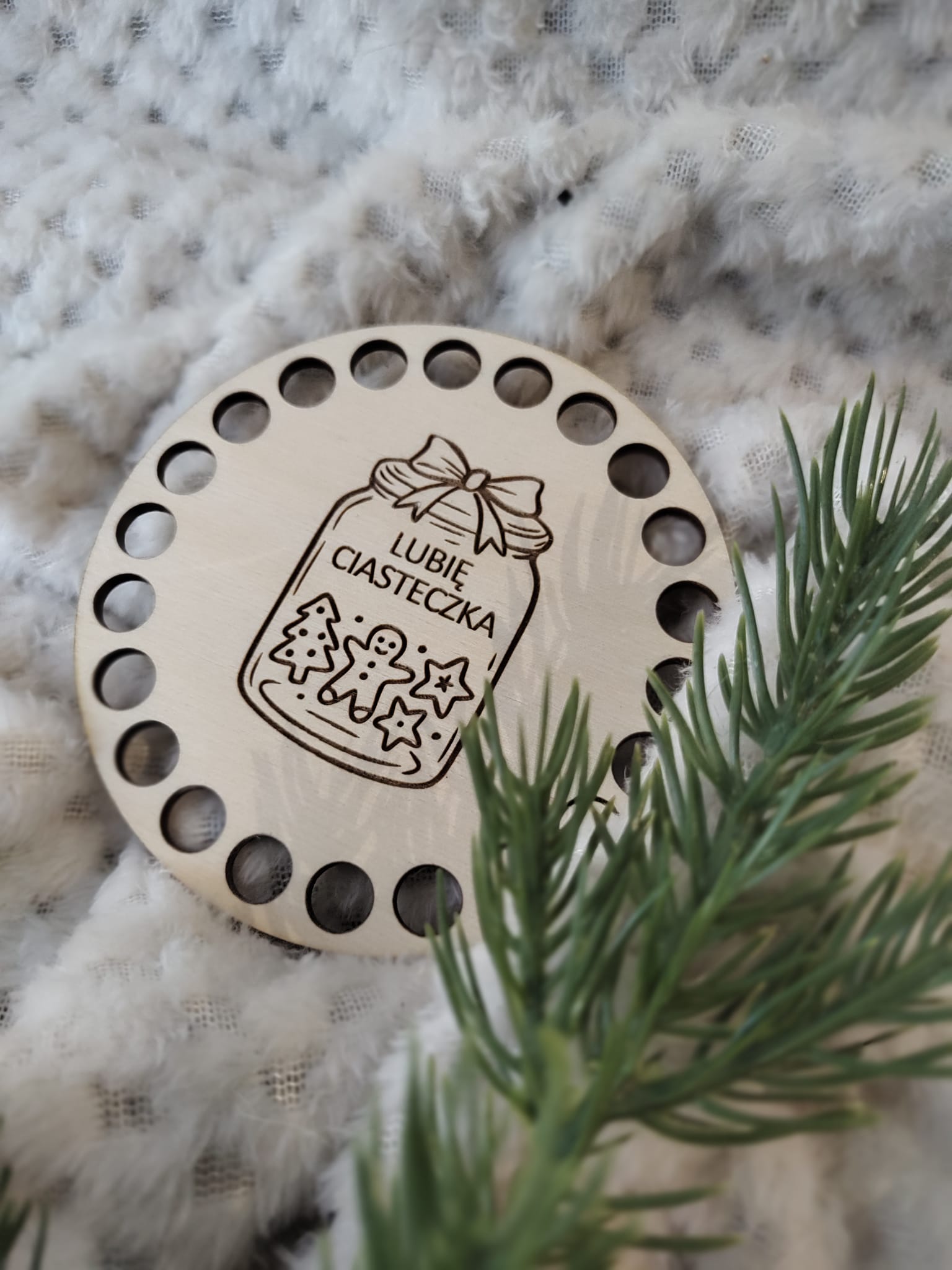 Podkładka pod kubek drewniana na Święta 10cm  N795