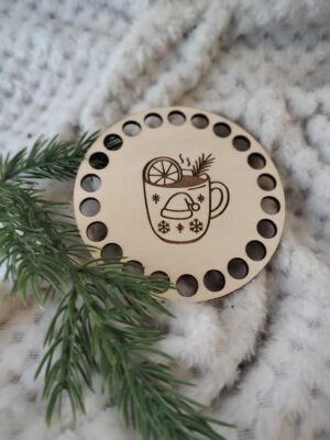 Podkładka pod kubek drewniana na Święta 10cm  N794