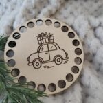 Podkładka pod kubek drewniana na Święta 10cm  N791