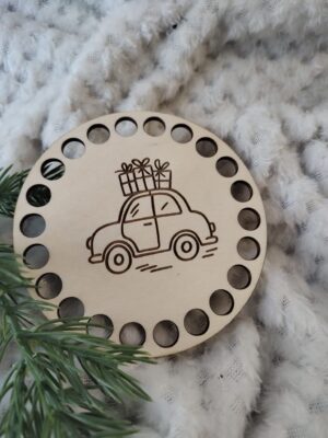 Podkładka pod kubek drewniana na Święta 10cm  N791