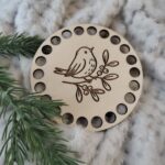 Podkładka pod kubek drewniana na Święta 10cm  N790