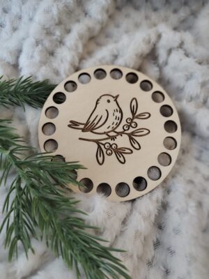 Podkładka pod kubek drewniana na Święta 10cm  N790