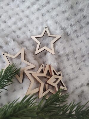 Zawieszka do makramy gwiazdka ze sklejki 5 cm  N797