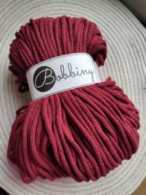 Bobbiny sznurek do makramy Czerwone Wino 5mm pleciony 100m