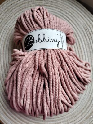 Bobbiny sznurek do makramy Pastelowy Róż 5mm pleciony 100m
