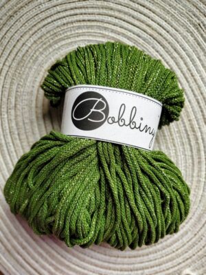 Bobbiny sznurek do makramy Lśniąca Zieleń Mchu 3mm pleciony 100m