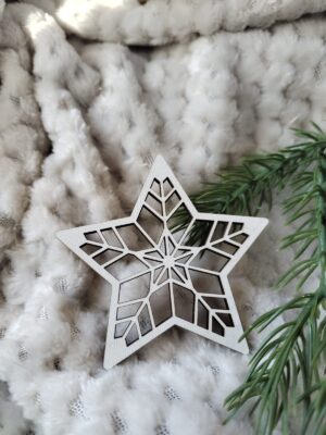 Zawieszka gwiazdka do makramy z HDF na Święta 7cm H353