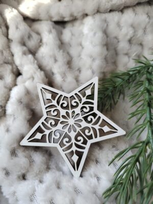 Zawieszka gwiazdka do makramy z HDF na Święta 7cm H354