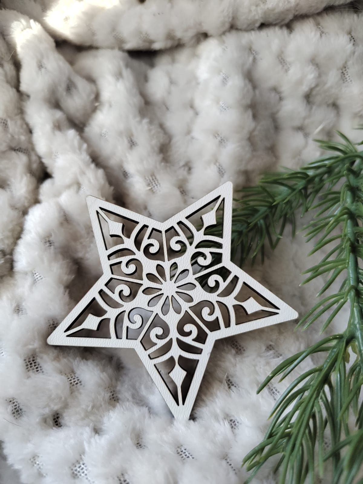 Zawieszka gwiazdka do makramy z HDF na Święta 7cm H354