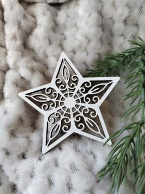 Zawieszka gwiazdka do makramy z HDF na Święta 7cm H355
