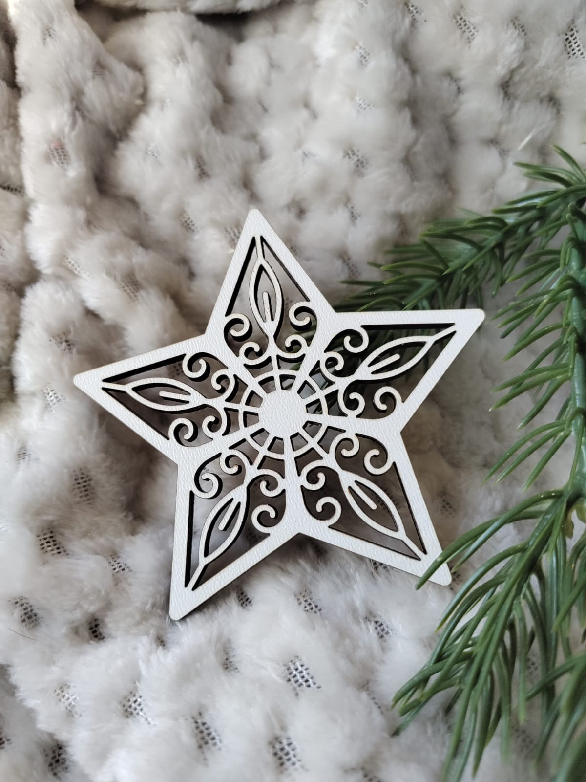 Zawieszka gwiazdka do makramy z HDF na Święta 7cm H355