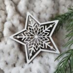 Zawieszka gwiazdka do makramy z HDF na Święta 7cm  H356