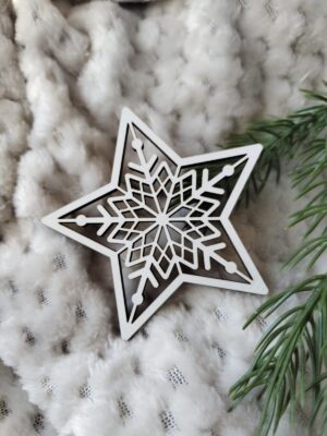 Zawieszka gwiazdka do makramy z HDF na Święta 7cm H356