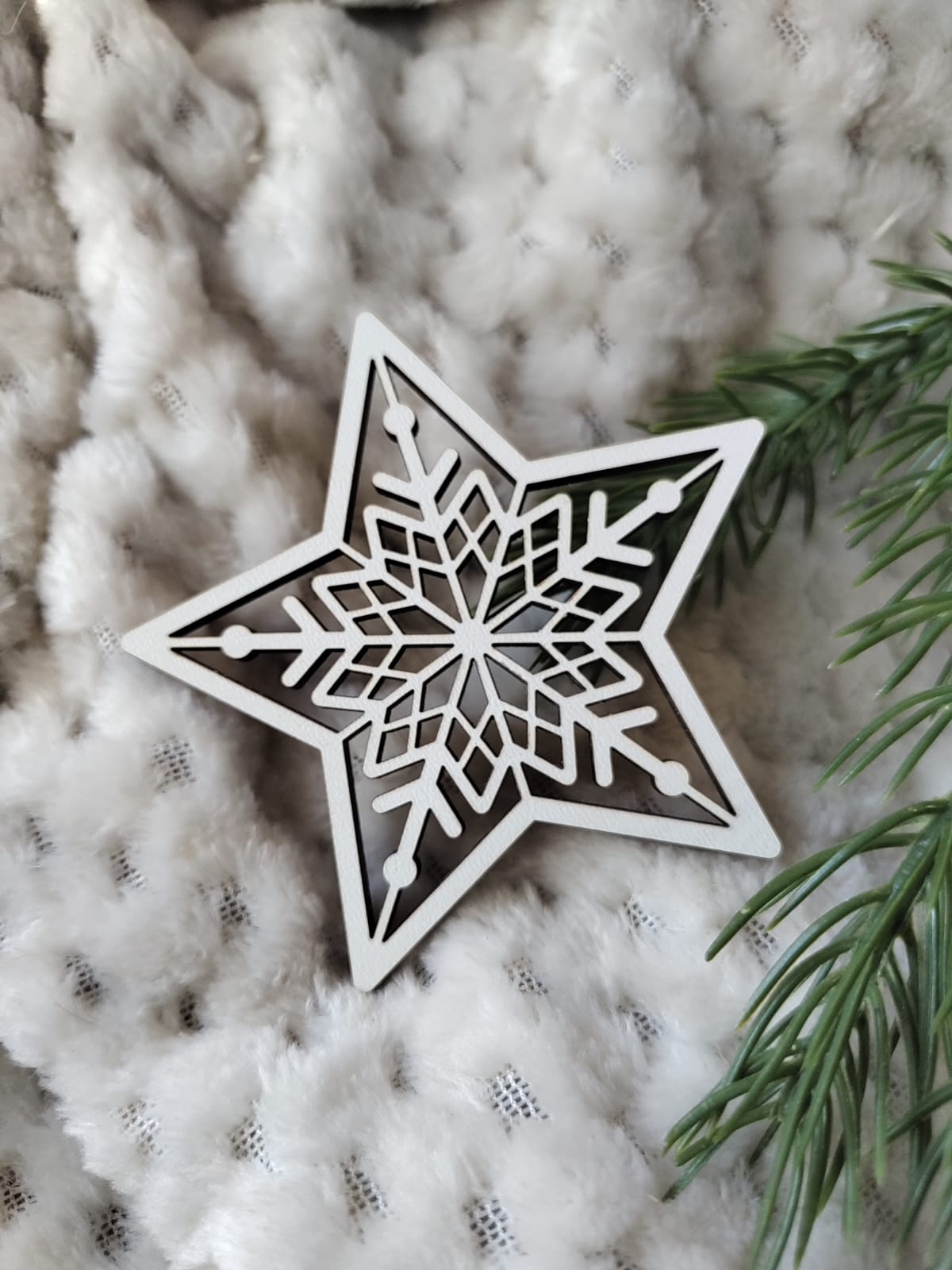 Zawieszka gwiazdka do makramy z HDF na Święta 7cm H356